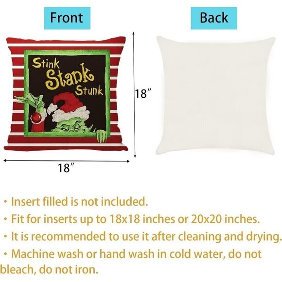 18x18 Inch Set of 4 Xmas Christmas Decorations Grichmas Winter Pillows Covers - Picture 2 of 7